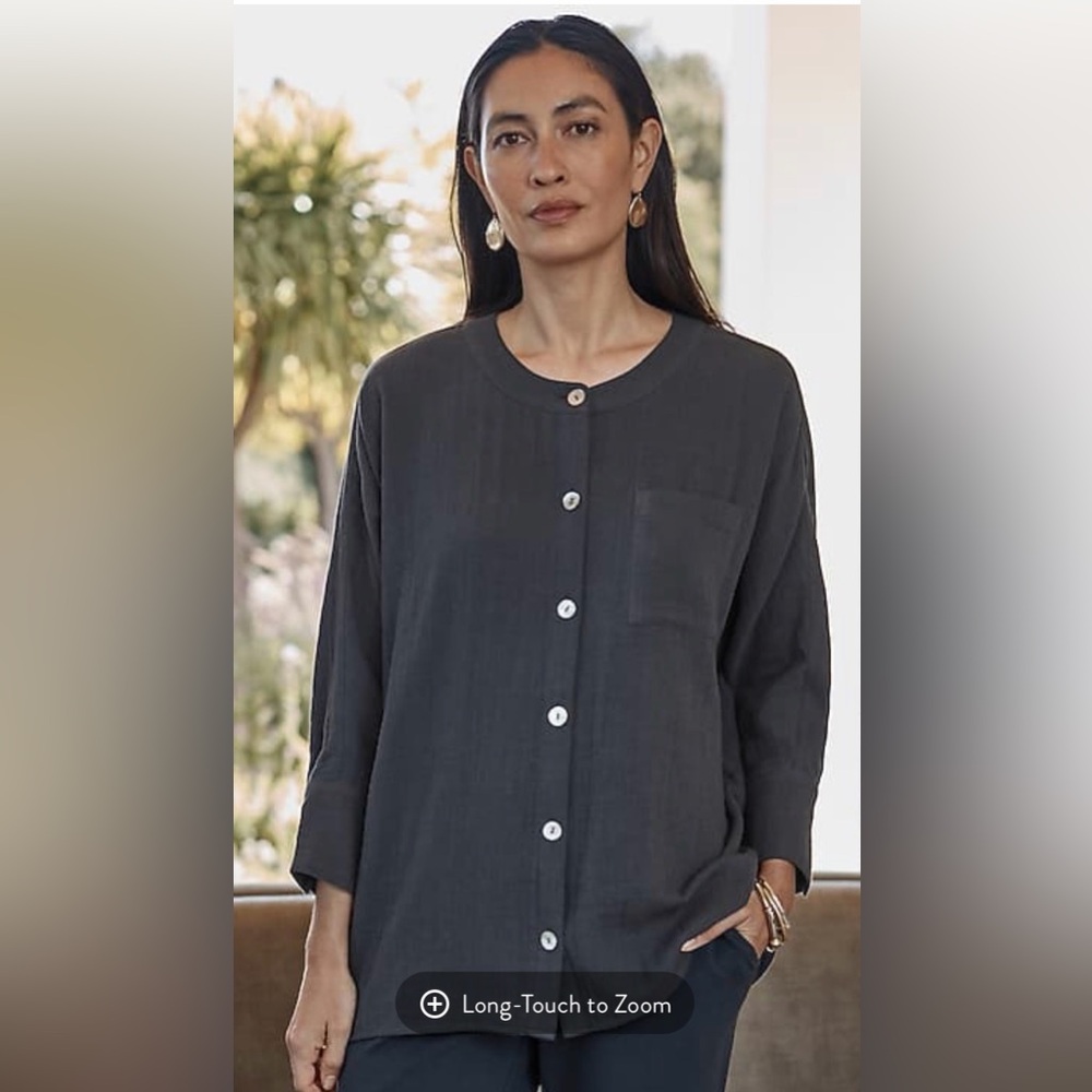 J. Jill Pure Jill Double-Cloth High-Low Top in Raven XL NWT